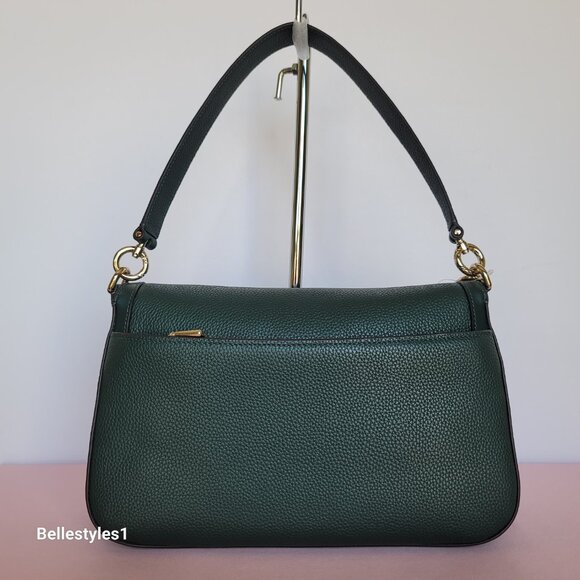 KATE SPADE Hudson Pebbled Leather Medium Flap Convertible Shoulder Bag-Northern⭐ - Picture 7 of 16